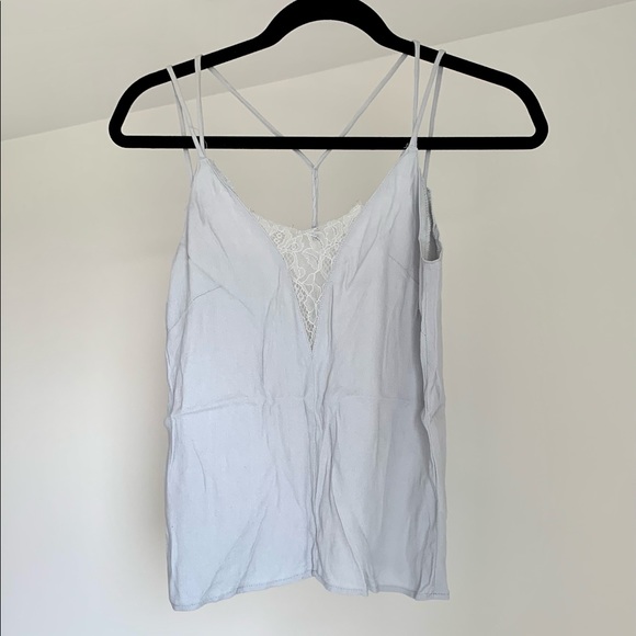 H&M Blue-Grey Chiffon Lace Tank Top - Picture 4 of 4